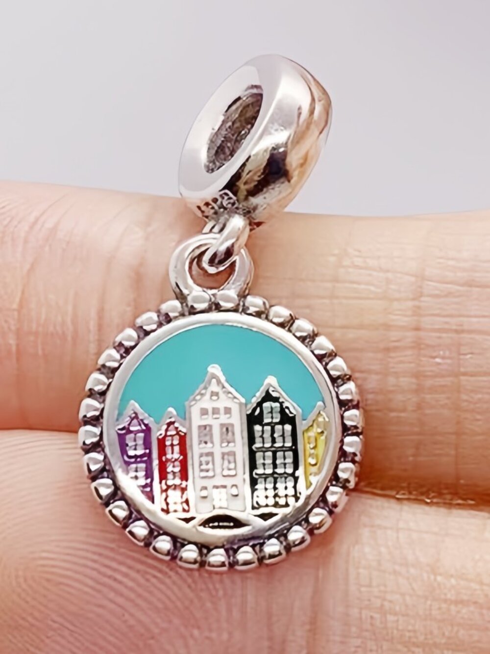 Pandora Engravable Brugge Houses Charm Pendant
